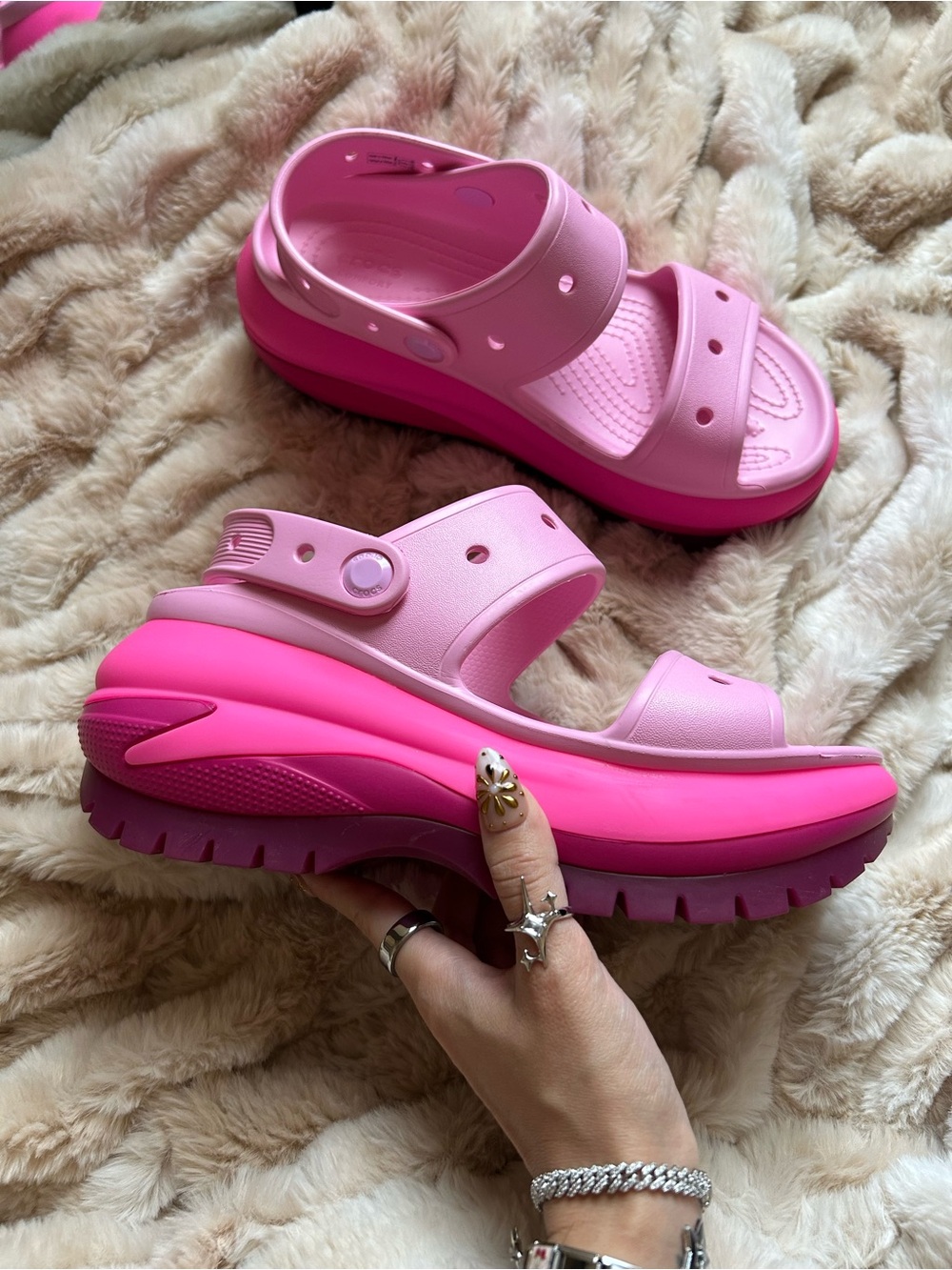 CROCS Two-Tone Pink Platform Sandal